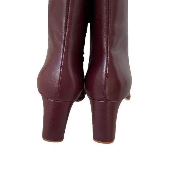 Reformation Gillian Ankle Boots in Ruby Red Leather Heeled Boot Burgundy 9.5